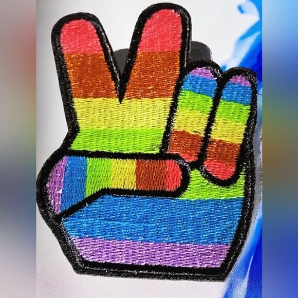 PEACE LGBTQ GAY & LESBIAN Pride Iron-On PATCH BADGE 2.5" x 3.5" Inc SET OF TWO - Picture 2 of 13